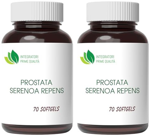 Prostata Serenoa Repens 140 Softgels con 320 mg di olio titolato al 85% - 95% in acidi grassi, per la prostata e le vie urinarie, 1 Softgel al dì