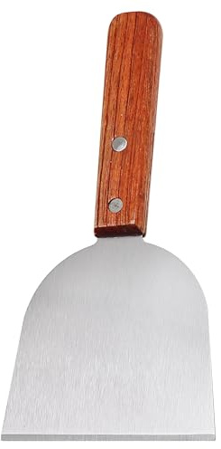 Rasqueta para barbacoa, para limpieza de barbacoa, espátula de acero inoxidable, rasqueta de alto rendimiento con mango de madera para carne, pizza, pícnic, humburger