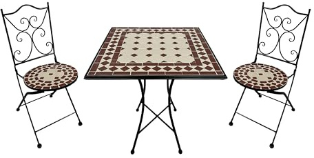 AXI Camilla Table Et Chaise Bistrot, 2 Chaises 1 Table, Ensemble Bistro Extérieur, Mosaique Vin Rouge - Salon De Jardin Bistrot, Table Bistrot pour Jardin/Balcon/Terrasse