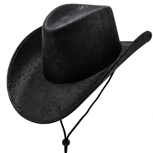 Wicked Costumes Texanischer Cowboyhut für Erwachsene, Kostüm-Zubehör, schwarzes Leder