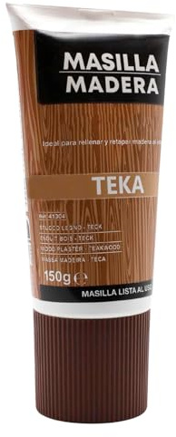 CABLEPELADO Mastic pour bois couleur Teka – Réparateur de trous et fissures – Prêt à l'emploi – Finition ponçable et peinte – Idéal pour l'intérieur – Format tube de 150 g