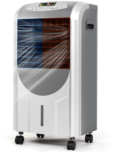 GOPLUS Rafraichisseur d’Air 5 en 1 avec Télécommande, Climatiseur Mobile sans Évacuation, Réservoir d’Eau 7L, Refroidissement,Chauffage,Purification,Ventilateur, Minuterie 8H, Silencieux, Chambre