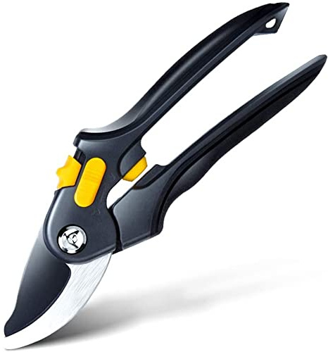 Sécateur de Jardin Professionnel, Lame SK5 46 mm, Taille-Haies, sécateur Manuel en Acier Inoxydable avec poignées en éponge et Protection de sécurité