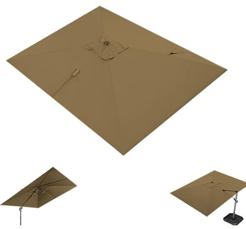 VLKLPZAHAK Telo di Ricambio per Ombrellone A Sbalzo 8 Stecche, 3x4m Rettangolare Telo di Ricambio Impermeabile per Ombrellone da Giardino(Khaki)