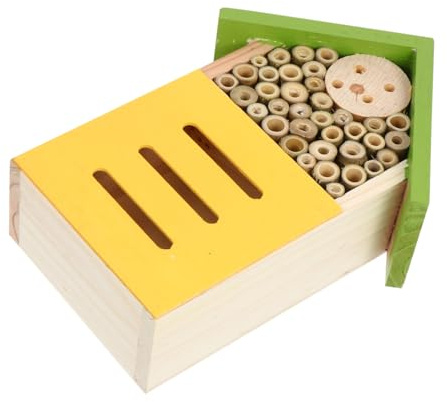 Supvox Insektenhaus Aus Holz Bemalt Bienenhaus Gartenhütte Nest Zimmer Holzhaus Garten-Dekoration Insektenschutz