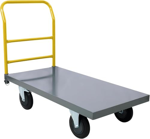 IRSTBL – Heavy Duty Platform Trolley – 900kg Load Capacity | Steel Flatbed Truck with Detachable Safety Handle | 122 x 61cm Powder-Coated Deck | Industrial Warehouse Utility with Nylon Wheels