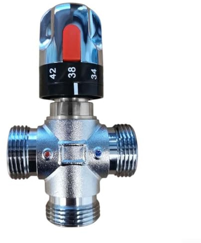 Oniissy Valvola miscelatrice termostatica in ottone cromato con controllo per docce sicure, compatibile con sistemi di acqua calda e circuiti di riscaldamento a pavimento (DN25)