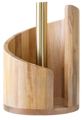 Porte-serviettes en bois, distributeur de serviettes, support de rouleau de papier essuie-tout avec base en bois – pour cuisine, table à manger, armoire, étagère de ferme, maison, appartement