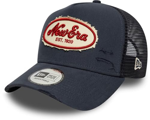 New Era Distress Vintage Mesh Trucker Cap - Brand Patch Navy