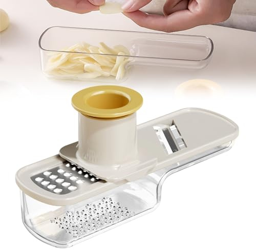 Multifunctional Garlic Grinder, 2026 New Ginger Grater, Portable Vegetable Slicer for Camping, Durable Garlic Grinder for Home Chef (1, White)