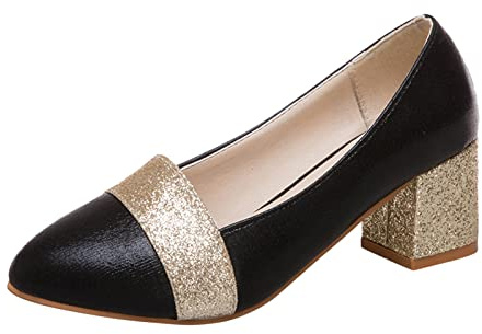 Nuqqichongtian Pumps – Scarpe da donna con tacco largo a blocco, elegante, con tacco alto, scarpe da sposa, scarpe da festa