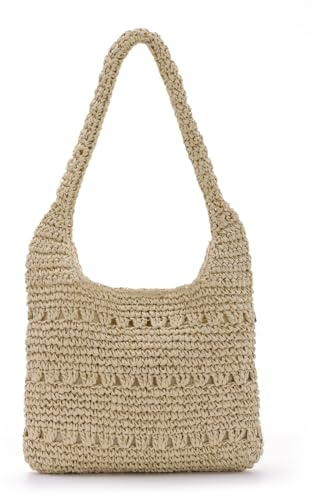 HomKuch Mujeres verano paja bolsos tejidos playa viaje bolso de hombro vacaciones bolso de mano