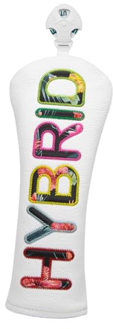 APLVFFZH Golf Club Headcover für Holz Golfschläger PU Lederhülle Schutzhülle Plüsch Auskleidung Langer Hals Abdeckung für Golfsport Geschenk Training Outdoor N, Weiß für Hybrid