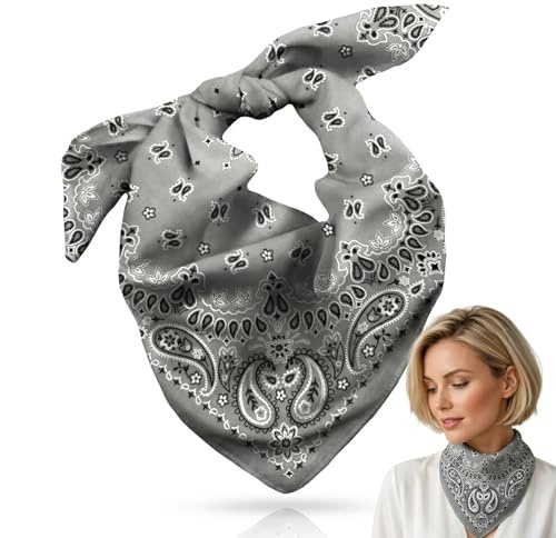 Bandana Damen Herren – 70x70cm Bandana Tuch mit Paisley Muster, Große Kopftuch Cowboy Schal