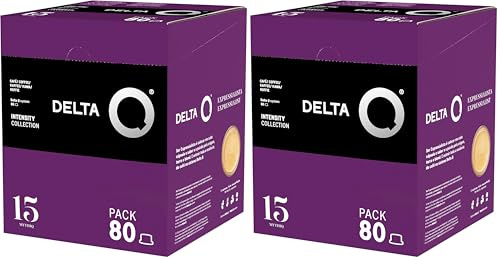 Delta Q- Cápsulas de Café Molido Mythiq - Espresso Intenso con Notas de cacao, chocolate, frutos secos tostados y matices de frambuesa- Intensidad 15 - Molido Natural - 80 cápsulas (Paquete de 2)