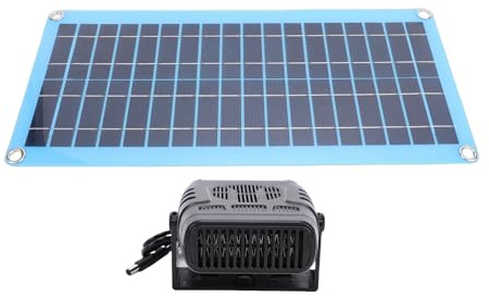 Sxhlseller Riscaldatore a Pannello Solare da 30 W con Porte USB e CC, di Riscaldamento Portatile Ad Energia Solare per Pollai, Casette per Animali Domestici e Serre con Spegnimento Automatico