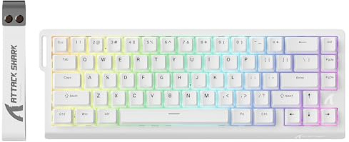 ATTACK SHARK X68 HE Teclado 8000Hz Rapid Trigger, Teclado Gaming RGB con Interruptor Magnético de 60%, Precisión RT de 0,01 mm, Actuación Ajustable, Snap Tap, para PC/Mac, Blanco
