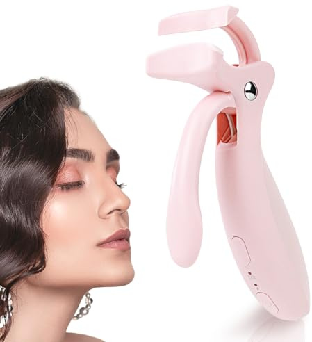 Pinkiou Beheizte Wimpernzange Elektrisch für langanhaltenden Schwung, 10s Schnelle Heizung Eyelash Curler mit Silikonpad & 2 Heizmodi, Kompakter Wimpernformer USB-C aufladbar, Makeup Tool, Pink