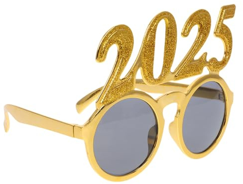 HEMOTON 2025 Neujahrsbrille Auspc in Gold Modische und Widerstandsfähige Partybrille als Lustiges Fotorequisit für Silvester und Neujahrsfeiern