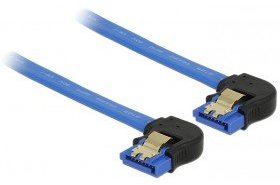 Tragant DELOCK Kabel SATA 6 Gb/s Buchse unten gewinkelt > SATA Buchse unten gewinkelt 20cm blau mit Goldclips