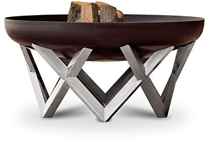 Svenskav Braciere VENTA 79 cm per giardino e terrazza (acciaio inox, Super XXL) – Design braciere rotondo per braciere all'aperto – Ciotola ignifuga grande per grigliate, barbecue, barbecue, falò