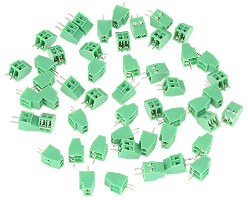 50Pcs 2 Pin PCB Terminal Block Steckverbinder, 2-Pin Leiterplattenklemmen Schraubklemmen 2, 54 mm Pitch Mount Power Green PCB Terminal Block Schraubklemmenblock