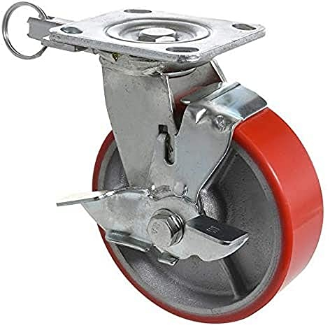 WAGNER Profi Schwerlastrolle - DIRECTION LOCK 3in1 - Lenkrolle & Bockrolle, Gusseisen- silber/rot, Softlauffläche, 2 Einspritzdüsen, Feststeller, Ø 150 mm, Höhe 155 mm, Tragkraft 400 kg - 04011501