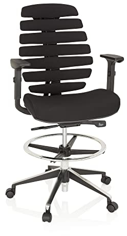 hjh OFFICE Counterstuhl Ergo LINE II Work Stoff Schwarz Arbeitsstuhl mit Fußring, höhenverstellbar