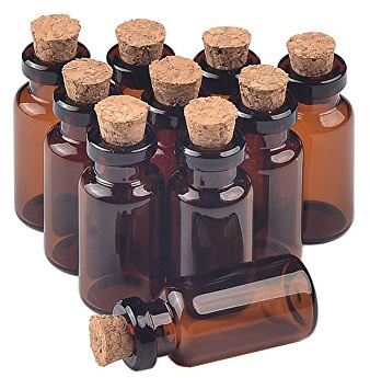 Jarvials 50pcs 2ml Mini braune Glasflasche mit Korken, Sehr spezielle und personalisierte Glasflaschen (2ml)