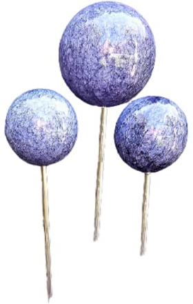 Jürgen Bocker Garten-Ambiente blau Gartenstecker Rosenkugel 3er-Set 15-10-10 cm Edelstahl mit Marmorlackierung Stab 80 cm, RKB 151010