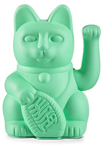 Donkey Products Lucky Cat Winkekatze in der Farbe Mint aus Kunststoff, 15cm, 330469