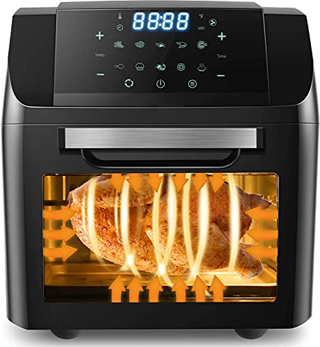Nictemaw Friteuse Sans Huile, 12L Friteuse à Air Chaude avec 10 Programmes, 1500W Four à Air chaud pour Faire Frire, Rôtir, Déshydrater, Dégeler, Inclus 5 Accessoires