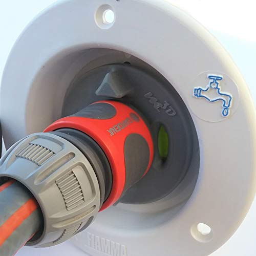 WATERTWIN Wohnmobil Wasser Tankadapter | Caravan Einfüllstutzen Zubehör | Wassertankdeckel mit doppelt Gardena Anschluss (Adapter für Tankdeckel 2-Pin D:65/70 FIAMMA)