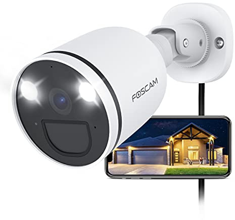 Foscam 2K 4MP Caméra de Surveillance Extérieur avec Spotlight, Caméra IP WiFi 2.4G/5G avec Vision Nocturne Colorée, Audio Bidirectionnel, Détection de Mouvement+PIR, Détection de Personne AI, IP66
