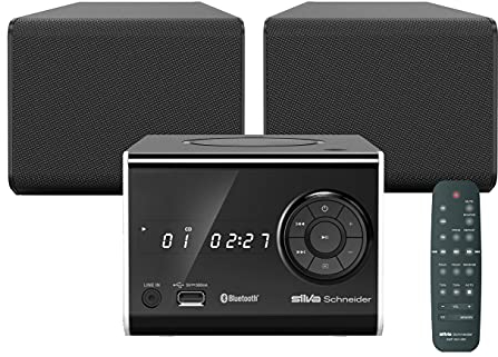 SILVA-Schneider SMP 360 BT Micro-HiFi-system med Bluetooth, 100 watt, stereolådor, USB-port inklusive fjärrkontroll, svart, 20008