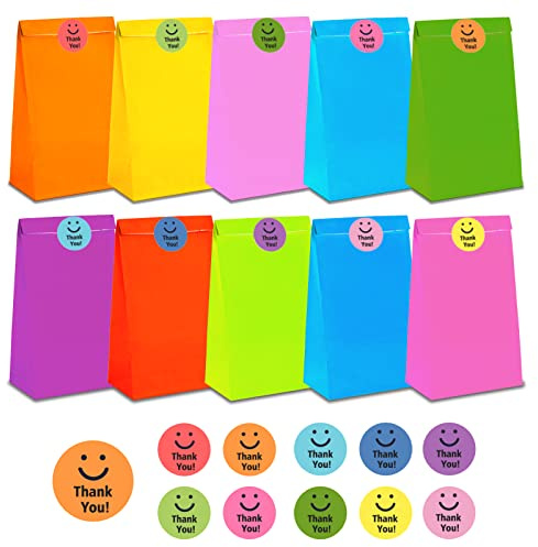 Sacchetti di carta per feste, 40 sacchetti colorati di carta kraft per caramelle con 40 adesivi per confezionare regali, feste, matrimoni, compleanni per bambini, Natale
