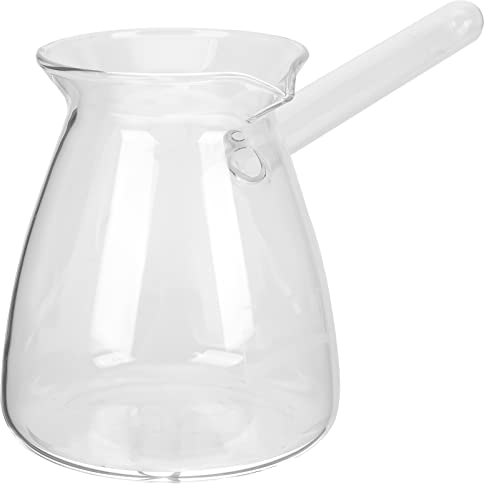 Yardwe Thickened Glass Teapot 450Ml Heat-Resistant Turkish Coffee Pot with Side Handle for Brewing Tea Coffee Milk and Chocolate