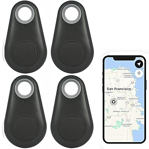 TOTMOX 4X Smart Finder Key Tracker Localisateur Bluetooth sans Fil Smart tag Samsung Télécommande pour Enfant Localisation Téléphone Clés Portefeuilles Bagages Article Finder, Airtag Android Noir