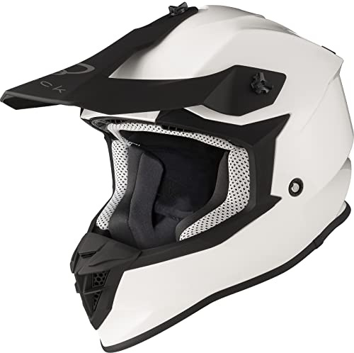 Black Gravel Solid Motocross Helm L Gloss Weiß