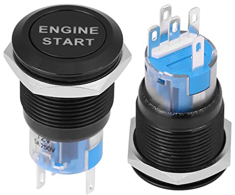 Starterknopf Anlasser 12V, Auto Startschalter Zündstartschalter Zündschloss Druckschalter Motorstart Engine Start und Stop Wasserdichter Druckknopfschalter, für Motor Traktor