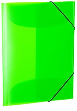 HERMA Sammelmappen A4 Neon Grün Transluzent Set, 3 Stück, Eckspanner-Mappen aus Kunststoff mit Gummizug und Innenklappen für Kinder, Jungen und Mädchen