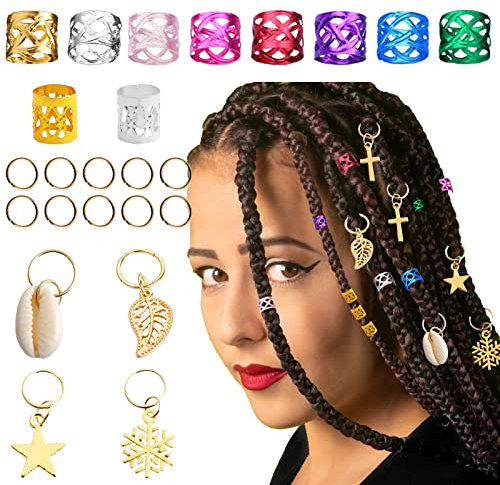 180 Piezas Anillos Ajustables para el Pelo, Anillos de Trenza de Pelo Rasta Metal, Joyas Trenzas Cabello Rastas, Dreadlocks Accesorios de Decoración para el Cabello, Para Hombres y Mujeres