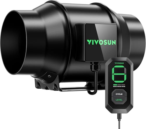 VIVOSUN AeroZesh G6 150 mm 660 m³/h inline-fläkt med E12-hastighetskontroll och fullt programmerbar PWM-styrd EC-fläkt för ventilation av odlingstält