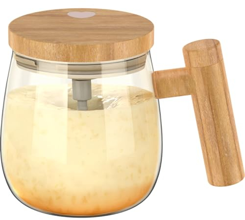 400ml Self Stirring Coffee Mug with Handle 7000rpm Electric High Speed Stirring Mug High Borosilicate Glass Mixing Coffee Mug Portable Waterproof Automatic Mixing Cup for Home Office Gyms (Gold)
