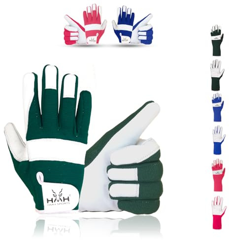 HMH Leather Gardening Gloves For Women - Heavy Duty Work Gloves Men - Dexterity Gloves – Thorn Proof Safety garden gloves mechanic builders (Dark Green Short, S)