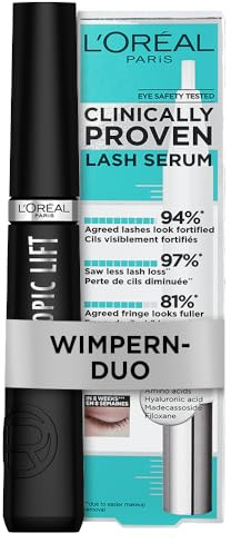 L'Oréal Paris Wimpern-Duo: mit Telescopic Lift Mascara, Für langanhaltendes Lifting bis zu 36 Stunden + Clinically Proven Lash Serum, für dichtere und vollere Wimpern, Nr. 00 Transparent, 2-teilig