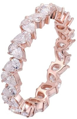 Epinki Echt Goldschmuck, Rotgold 18 Karat 750 Ringe, Ewigkeit Klassiker Solitärring mit Tropfen Moissanit, 18K Rosegold Verlobungsring Partnerringe Hochzeitsring Gr.58 (18.5)