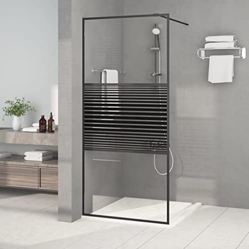 ShGaxin Schermo doccia in vetro ESG trasparente, nero, 90 x 195 cm, divisorio per vasca da bagno, doccia, box doccia