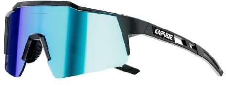 KAPVOE Polarisierte Fahrradbrille mit 4 Wechselgläsern Herren Damen K9023 | 4 Wechselgläser, UV400 Schutz, Leichter TR90 Rahmen, Verstellbare Nasenpads, Für Radsport und mehr