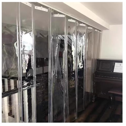 Qulamrdk Tenda Strisce In PVC Trasparente Pieghevole Scorrevole Impermeabile Tende A Strisce In PVC Adatto per Camere Bianche Con Terrazza Nel Cortile(0.9x2m)